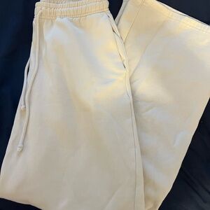 Zara Cream Wide Leg Drawstring Sweatpants